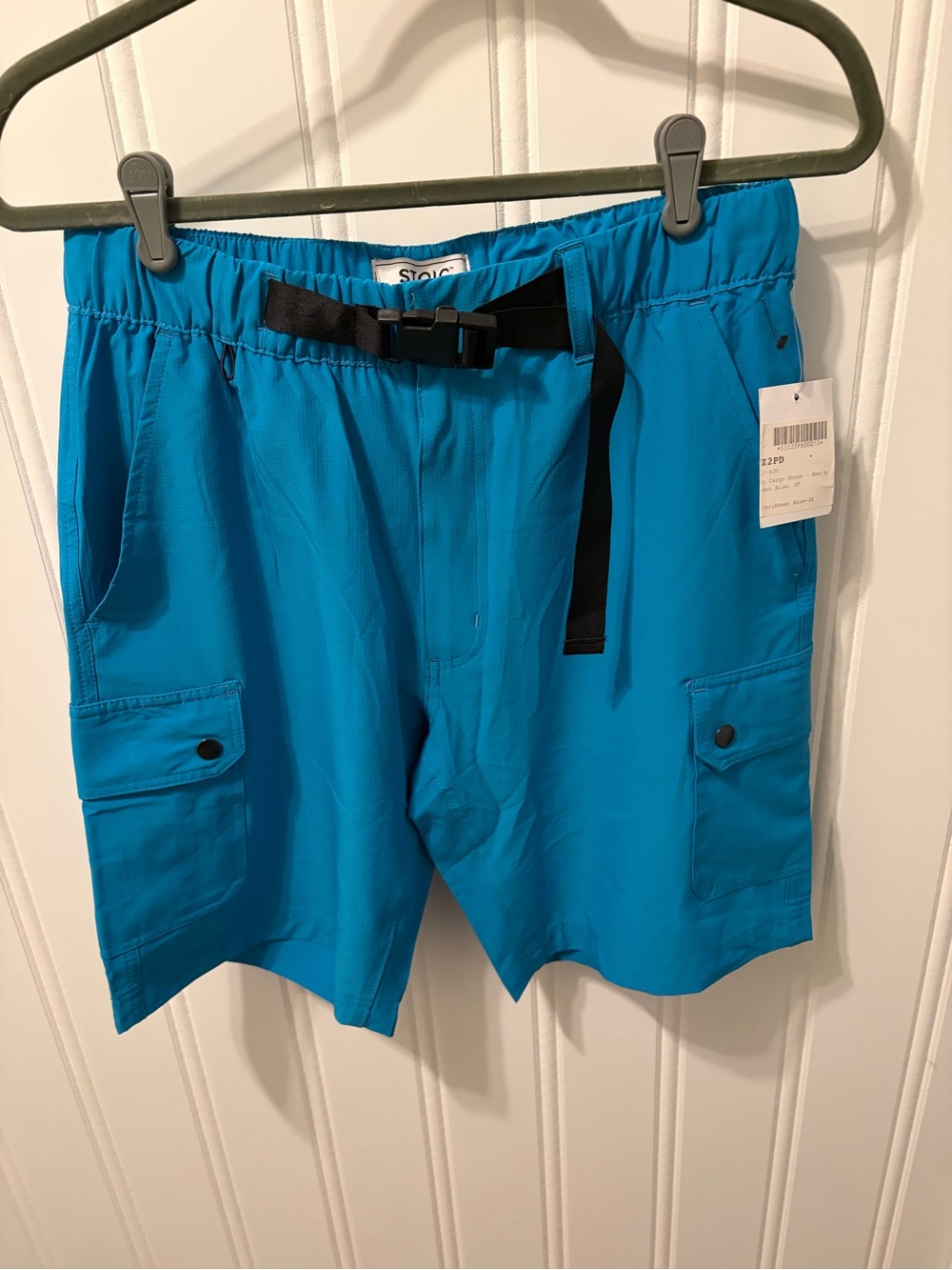 Stoic NWT Men's Ripstop Cargo Hiking Shorts Blue Belted Size 30